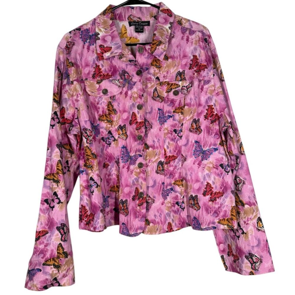Vintage Candy Couture Butterfly Denim Jacket Sz 1X Maximalist Artsy Boho Sequin